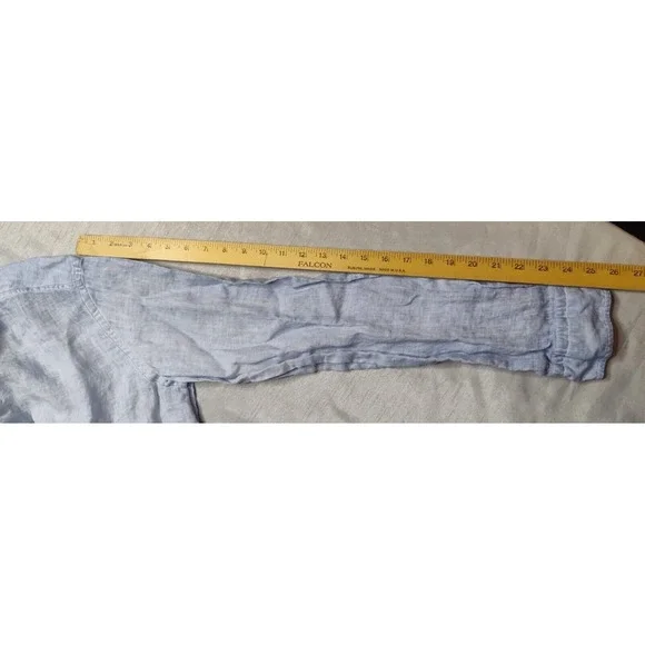 VICTOR Men Size 2XL Blue Dye 100% LINEN Long Sleeve Button Shirt Made In Spain - Picture 11 of 14